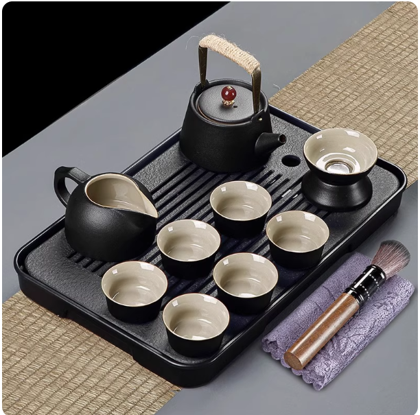 黑陶茶具茶盘中式